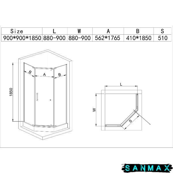 Душова кабіна з низьким піддоном Mixxus Lines SCT01-90x90x198-TR Graphite New прозоре скло 6мм (MI8429) MI8429 фото