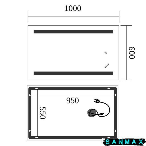 Дзеркало Mixxus Premium Lines MR17-100x60-Reverse (Led Touch, Anti-fog, димер) (MP6625) MP6625 фото