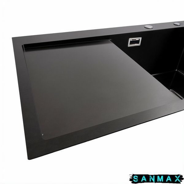 Кухонна інтегрована мийка Platinum Handmade 7850B R PVD Квадратний сифон, два отвори. 7850BRPVD фото
