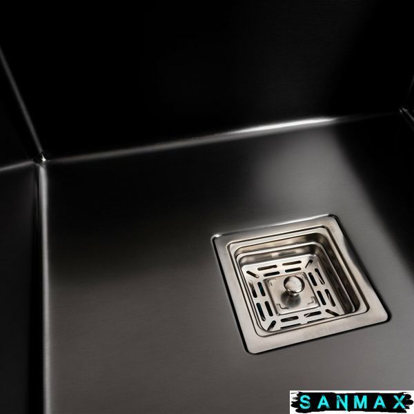 Кухонна інтегрована мийка Platinum Handmade 7850B R PVD Квадратний сифон, два отвори. 7850BRPVD фото