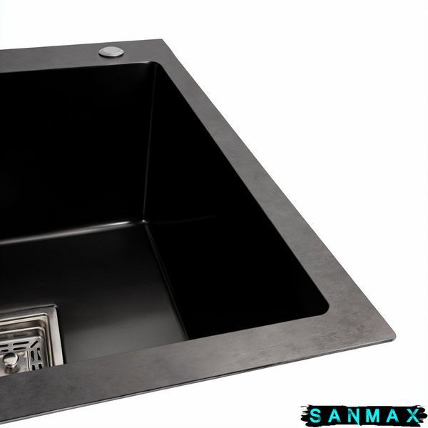 Кухонна інтегрована мийка Platinum Handmade 7850B R PVD Квадратний сифон, два отвори. 7850BRPVD фото