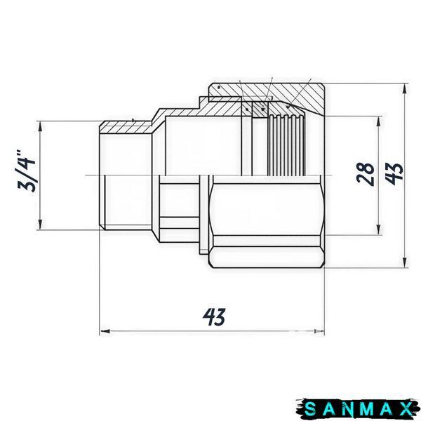 З`єднання зажимне пряме для труби &Oslash;28мм 3/4&Prime;З латунне LS442S OPTIMUM 000031016 фото