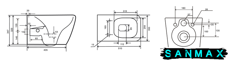 Унітаз-біде підвісний Mixxus Premium Quadro-1301-R 510x350x345mm система змиву Rimless (MP6658) MP6658 фото