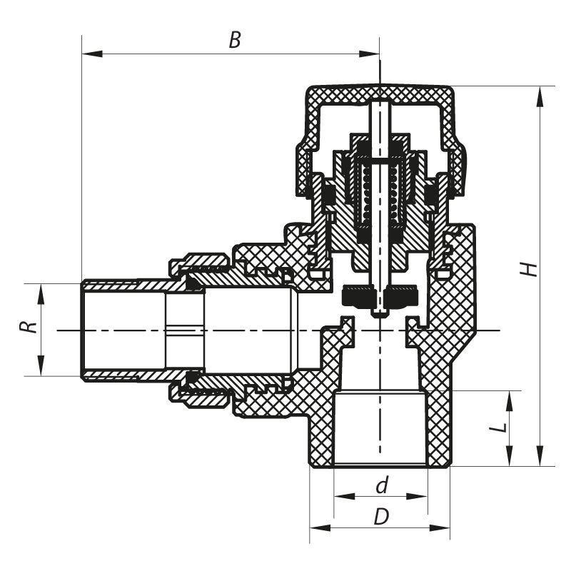 Кран термостатичний кутовий PPR 25x3/4 Koer K0150.PRO 80 (KP0190) KP0190 фото