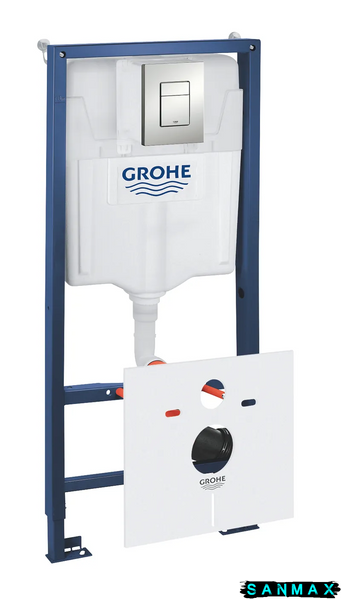 Інсталяція для унітазу пневмо Grohe Rapid SL кріплення прокладка панель Хром Квадратна (39449000) 39449000 фото