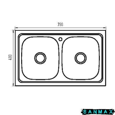 Мийка кухонна Zerix Z7848D-08-180E Double (Satin) (ZS0578) ZS0578 фото