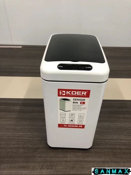 Відро для сміття сенсорне прямокутне Koer TC-020408-08 8 л колір білий (KR5589) KR5589 фото