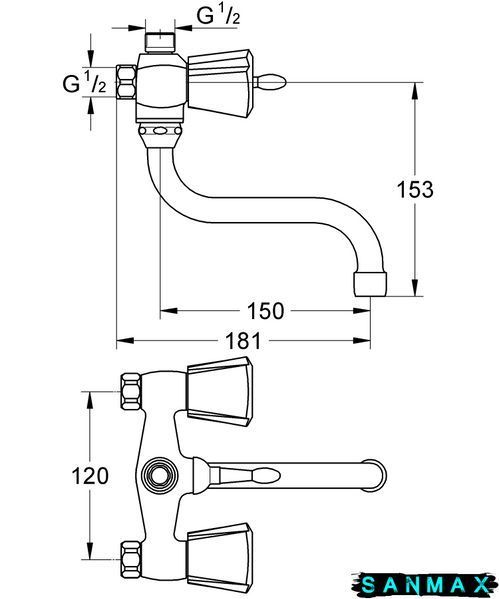 Змішувач для ванни з довгим виливом Grohe Costa trend (26013000) 26013000 фото