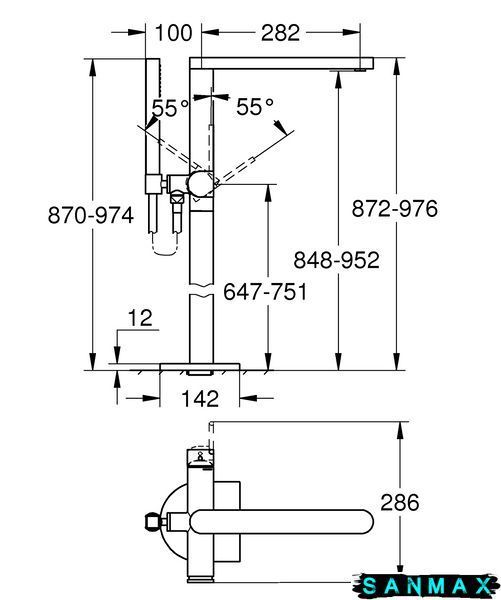 Змішувач для ванни Grohe Plus одноважільний, підлогового монтажу (23846003) 23846003 фото