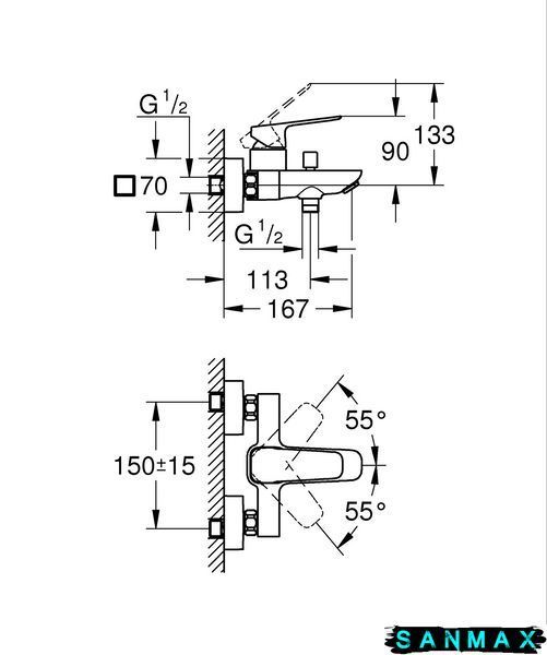 Одноважільний змішувач для ванни Grohe Cubeo (1018130000) 1018130000 фото