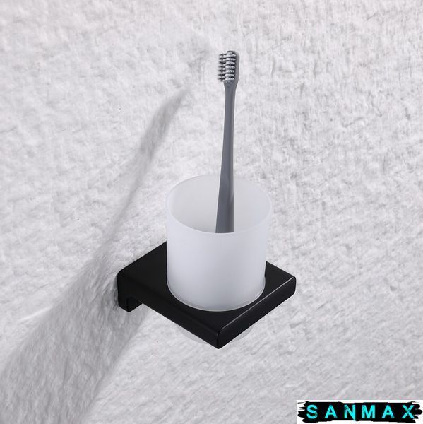 Стакан одинарний настінний Koer AS-0103-05 (скло) колір чорний (KR6162) KR6162 фото