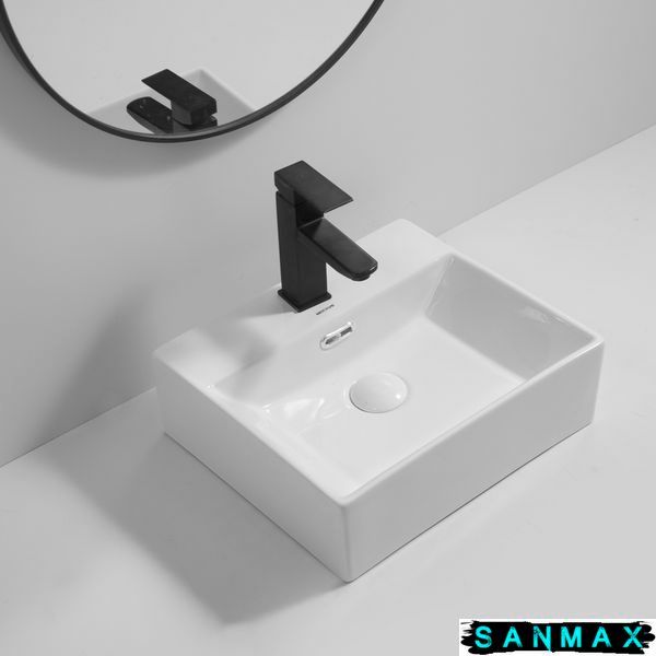 Раковина підвісна Mixxus Premium Quadro-0205 410х360х130mm з отвором під змішувач та переливом (MP6508) MP6508 фото