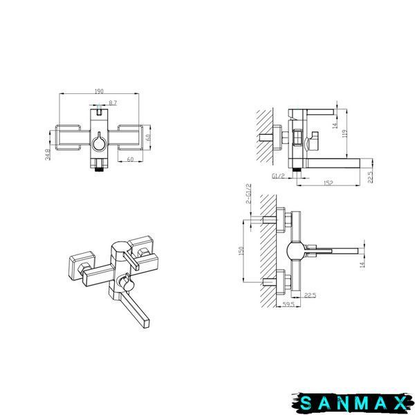Змішувач для ванни Mixxus Bond 009 Euro (MI7151) MI7151 фото