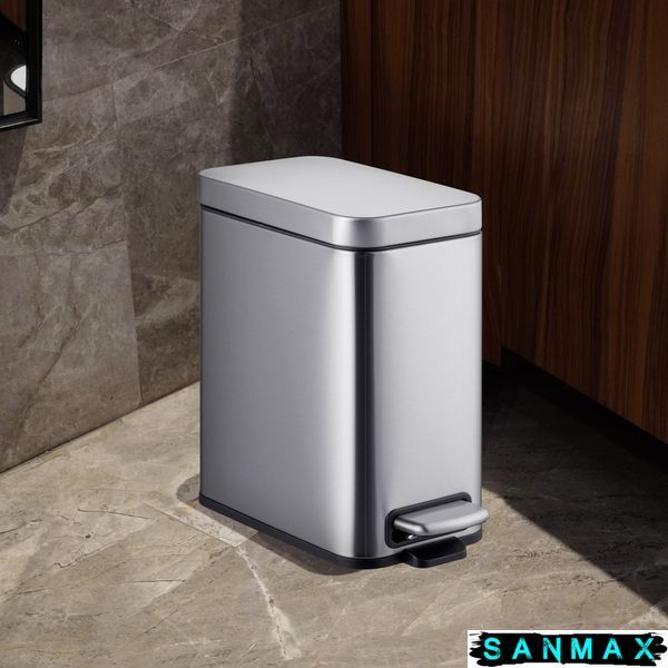 Відро для сміття з плавним закриттям прямокутне Mixxus Premium Quadro-TC0105 SS Color 5л колір нержавійка (MI7062) MI7062 фото
