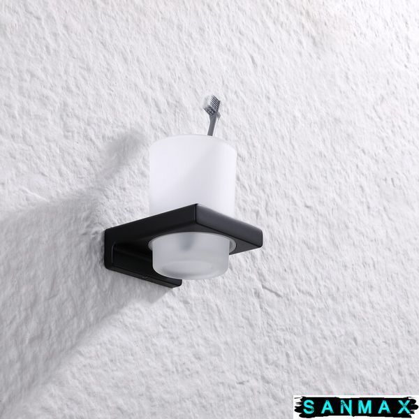 Стакан одинарний настінний Koer AS-0103-05 (скло) колір чорний (KR6162) KR6162 фото