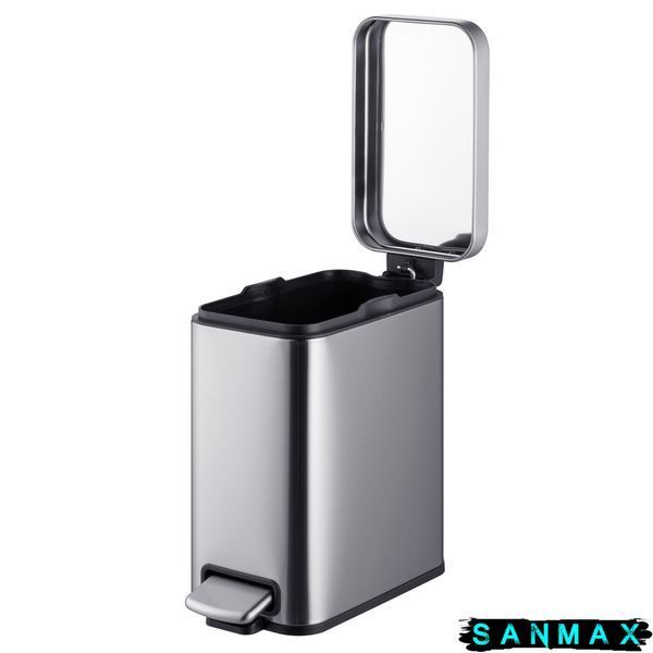 Відро для сміття з плавним закриттям прямокутне Mixxus Premium Quadro-TC0105 SS Color 5л колір нержавійка (MI7062) MI7062 фото