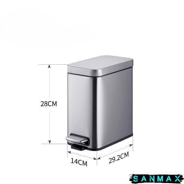 Відро для сміття з плавним закриттям прямокутне Mixxus Premium Quadro-TC0105 SS Color 5л колір нержавійка (MI7062) MI7062 фото