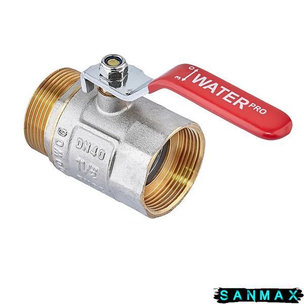 Кран кульовий 1 1/2 РГШ Вода Waterpro Червона ручка (WP0140) WP0140 фото