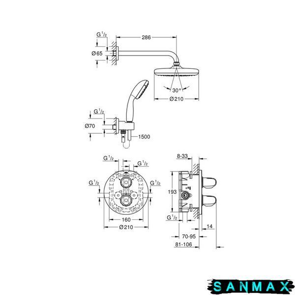 Вбудована душова система Grohe Tempesta 210 Grohtherm 1000 (34614001) 34614001 фото
