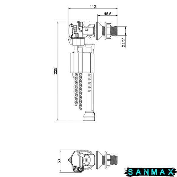 Арматура наповнювальна Koer KT-0108-1/2" з боковим підведенням та пласт. різьбленням 1/2" (KR5833) KR5833 фото