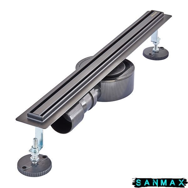 Душовий лінійний трап Mixxus Drain-05-50-Slim Чорний 30x500 із нержавіючої сталі (MI6168) MI6168 фото