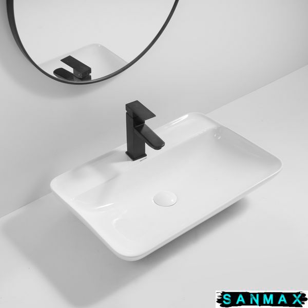 Умивальник накладний керамічний Mixxus Premium Bevel-0203 600х405х120mm з отвором під змішувач (MP6513) MP6513 фото