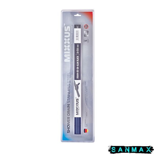 Душовий лінійний трап Mixxus Drain-05-50-Slim Чорний 30x500 із нержавіючої сталі (MI6168) MI6168 фото