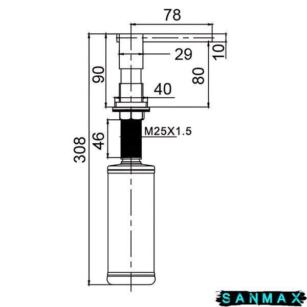 Дозатор для миючого засобу врізний Koer SDB-02-05 Латунь Чорний (KR5630) KR5630 фото