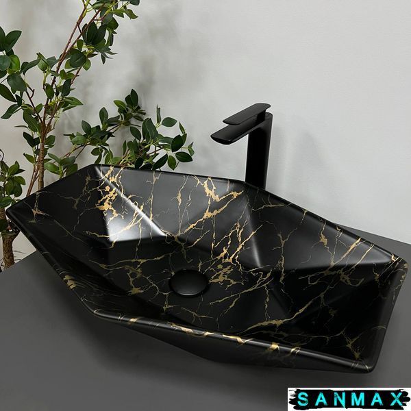 Умивальник накладний Vbi Venezia Мармур Чорний Матовий VBI-012406 фото