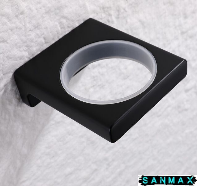 Стакан одинарний настінний Koer AS-0103-05 (скло) колір чорний (KR6162) KR6162 фото