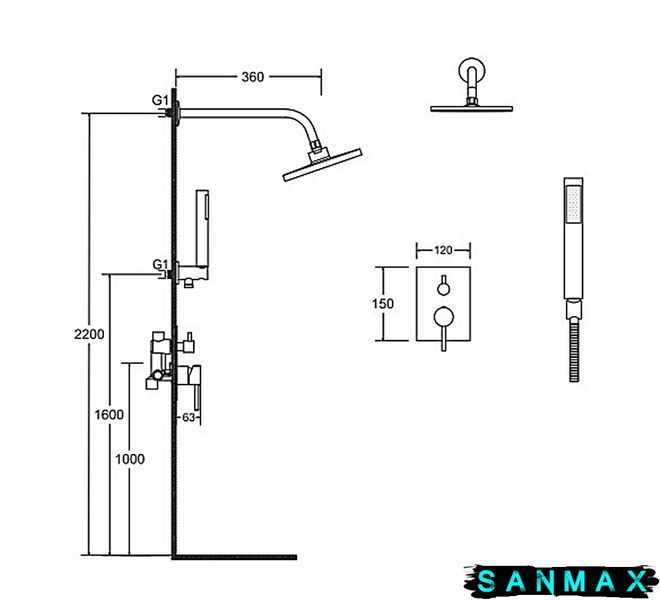Душова система Besco Decco I / Besco Illusion I (чорний мат) BP-DII-CZ фото