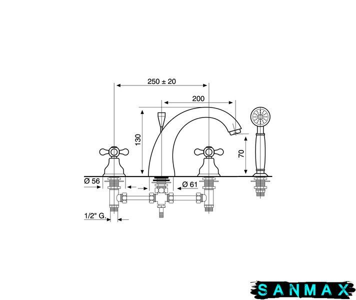 Змішувач Emmevi Deco classic для ванни 4 отв хром СR12120 CR12120 фото