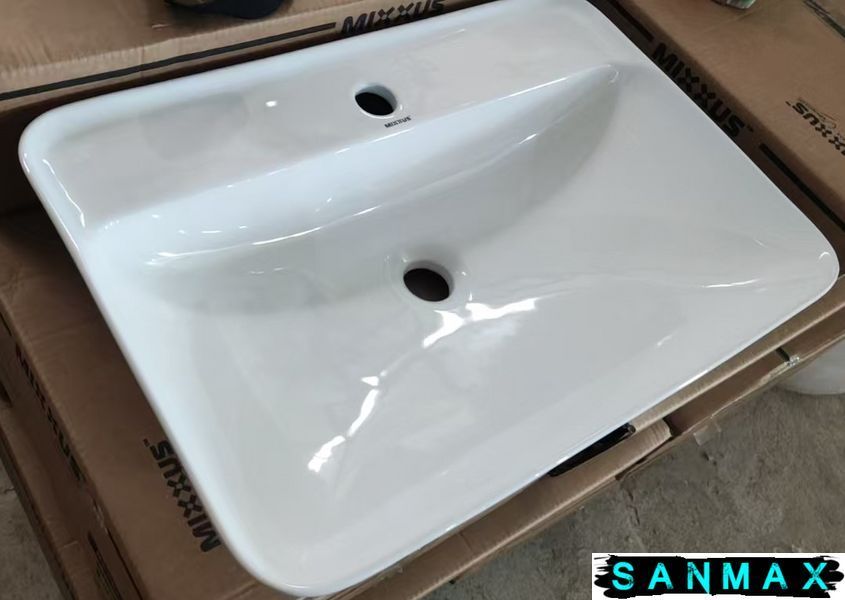 Умивальник накладний керамічний Mixxus Premium Bevel-0203 600х405х120mm з отвором під змішувач (MP6513) MP6513 фото