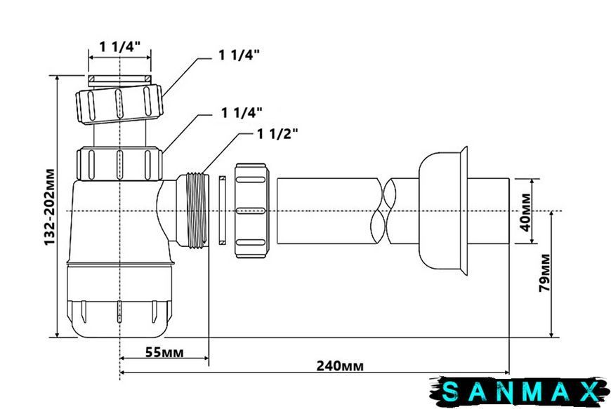 Сифон для умивальника 1/4х40 HC2-40 HC2-40 фото