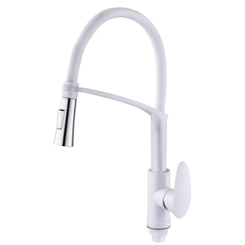 Змішувач для кухні Plamix Cezar-017 Set White Refl.White з силік.виливом (з підведенням) (PM0743) PM0743 фото