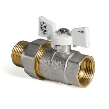 Кран з американкою прямий 1 Koer KR.227.W Білий метелик (KR0098) KR0098 фото