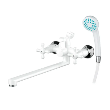 Змішувач для ванни Plamix Sirius-140 Білий (зі шлангом та лійкою) (PM0637) PM0637 фото