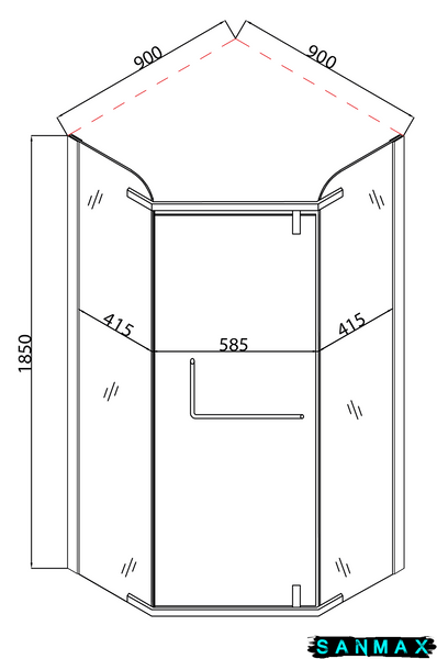 Душова кабіна без піддону Mixxus Lines SC01-90x90x185-TR Хром прозоре скло 6мм (MI6915) MI6915 фото