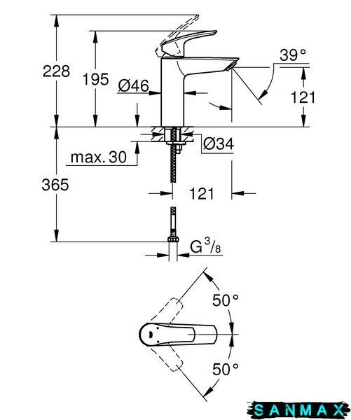 Змішувач для умивальника Grohe Eurosmart (чорний матовий) (233242433) 233242433 фото