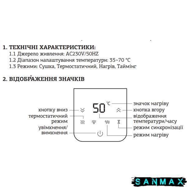 Тен електричний Mixxus Tен-0209 Чорний для сушарок рушників 900W Чорний (MI6633) MI6633 фото