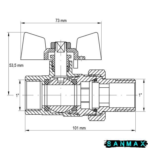 Кран з американкою прямий 1 Koer KR.227.W Білий метелик (KR0098) KR0098 фото