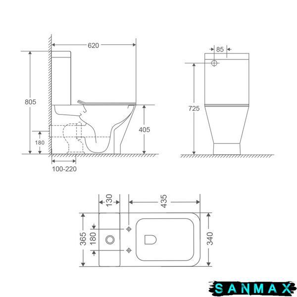 Чаша унітазу-компакту Mixxus Premium Style-0401-T3 Bowl 620х365х805 Tornado 3.0 без сидіння (MI8355) MI8355 фото