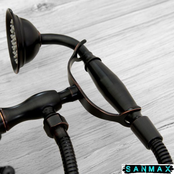 Змішувач для ванни та душу Rea Retro Чорний старовинний настінний з виливом REA-B0224 фото