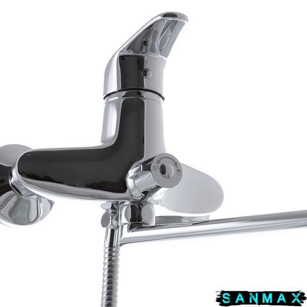 Змішувач для ванни Haiba Magic 006 Хром Червона ручка (HB0693) HB0693 фото