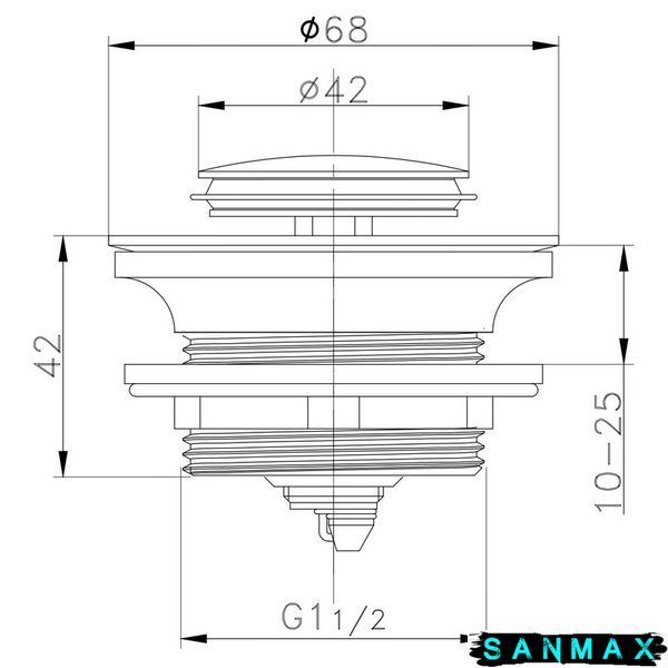 Донний клапан для ванни Zerix BV-07 1 1/2 Хром (ZX6024) ZX6024 фото