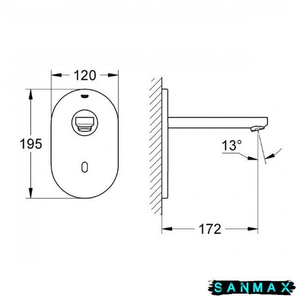 Монокран на одну воду сенсорний, Bluetooth, прихований монтаж Grohe Euroeco Cosmopolitan E (36410000) 36410000 фото