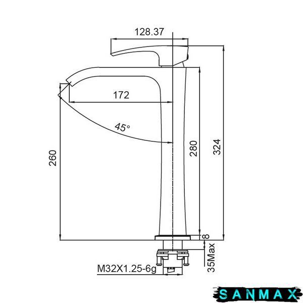 Змішувач для умивальника високий, хром Koer KB-13007-01 (KR3444) KR3444 фото