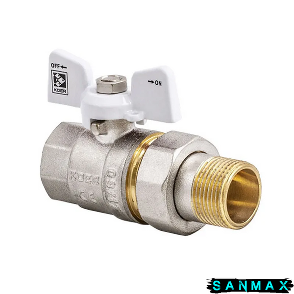 Кран з американкою прямий 1 Koer KR.227.W Білий метелик (KR0098) KR0098 фото