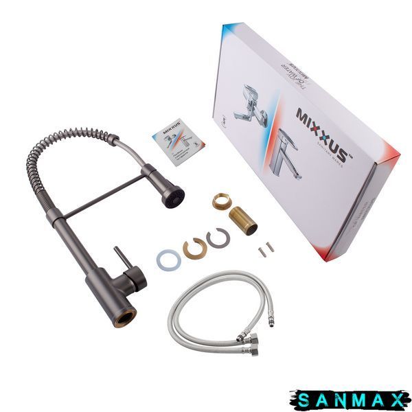 Змішувач для кухні на пружині Mixxus Premium Spring 017 Графіт (MI6952) MI6952 фото