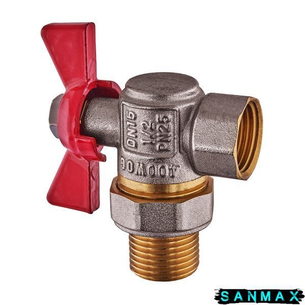Кран з американкою кутовий 1/2 Waterpro Червоний метелик (WP2895) WP2895 фото